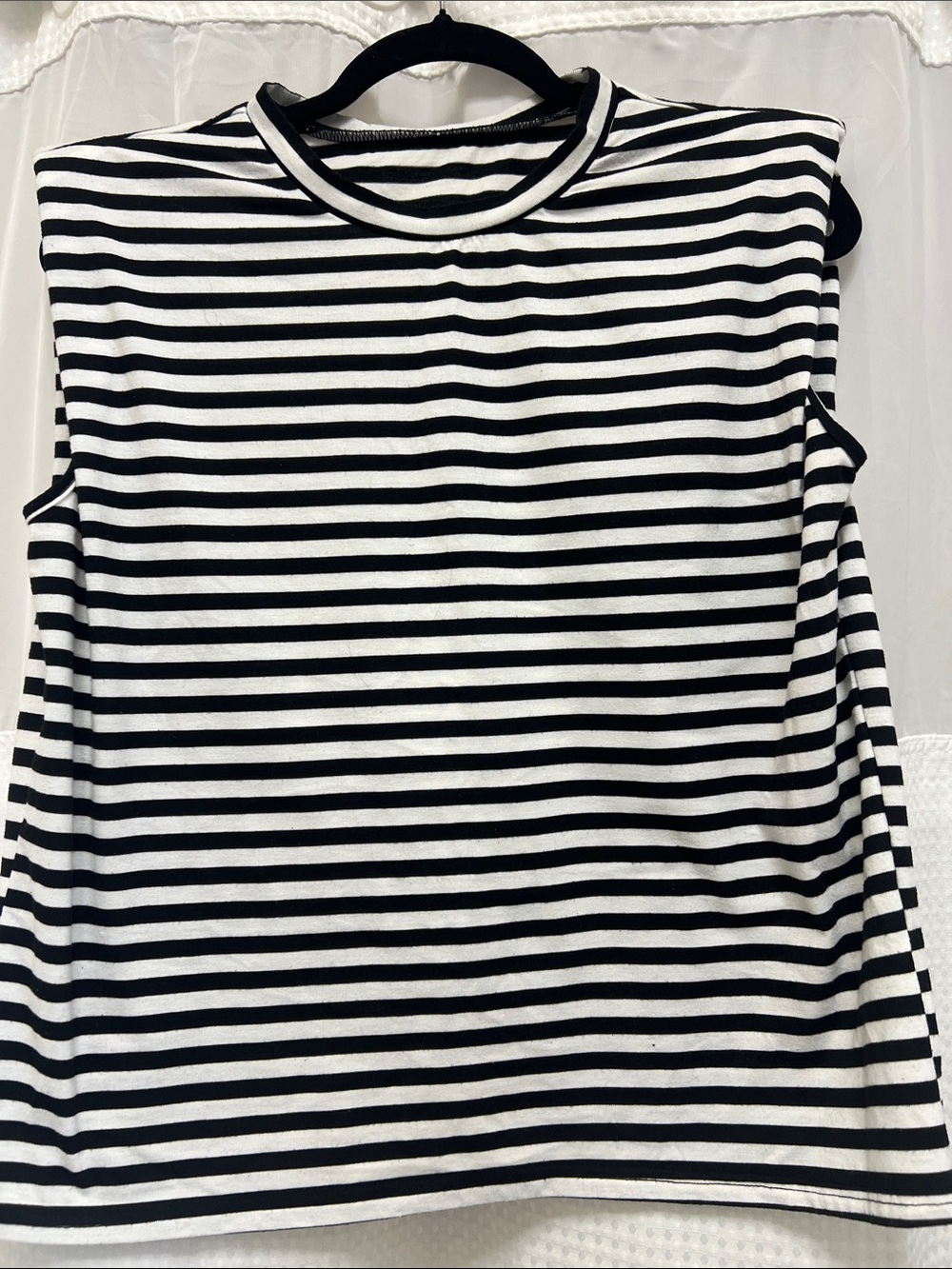SHEIN Black and White Striped Sleeveless Tank
